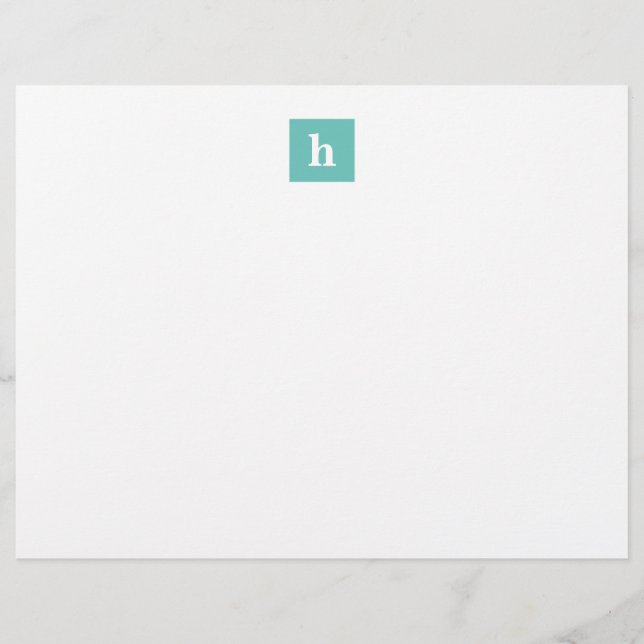 Minimalistisk Anpassningsbar, monogram Aqua Blue Brevhuvud (Framsida)