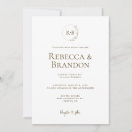 Minimalistisk Anpassningsbar Monogram Blommigt Uta Inbjudningar