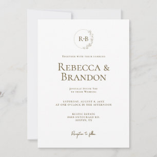 Minimalistisk Anpassningsbar Monogram Blommigt Uta Inbjudningar