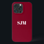 Minimalistisk Anpassningsbar, monogram namn burgun<br><div class="desc">Namn burgundy med minimal Anpassningsbar och vit iPhone 11 Fodral</div>