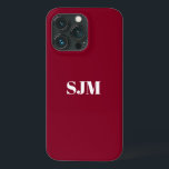 Minimalistisk Anpassningsbar, monogram namn burgun<br><div class="desc">Namn burgundy med minimal Anpassningsbar och vit iPhone 11 Fodral</div>