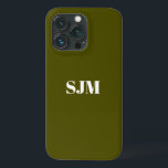Minimalistisk Anpassningsbar, monogram namn-grönt<br><div class="desc">Minimalistisk Anpassningsbar,  monogram namn olivmoss grönt och vit iPhone 11 Fodral</div>