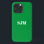 Minimalistisk Anpassningsbar, monogram namn grönt<br><div class="desc">Minimalistisk Anpassningsbar,  monogram namn kelly grönt och vit iPhone 11 Fodral</div>