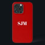 Minimalistisk Anpassningsbar monogram namn körsbär<br><div class="desc">Minimalistisk Anpassningsbar monogram namn körsbärsröd crimson och vit iPhone 11 Fodral</div>