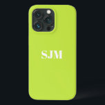 Minimalistisk Anpassningsbar, monogram namn lime g<br><div class="desc">Minimalistisk Anpassningsbar i monogram namn lime grön och vit iPhone 11 Fodral</div>