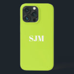 Minimalistisk Anpassningsbar, monogram namn lime g<br><div class="desc">Minimalistisk Anpassningsbar i monogram namn lime grön och vit iPhone 11 Fodral</div>