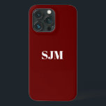 Minimalistisk Anpassningsbar, monogram namn maron<br><div class="desc">Minimalistisk Anpassningsbar,  monogram namn maron vin och vit iPhone 11 Fodral</div>