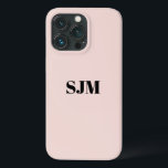 Minimalistisk Anpassningsbar monogram namn  rosa c<br><div class="desc">Minimalistisk Anpassningsbar monogram namn  rosa chic iPhone 11 Fodral svart text,   rosa bakgrund</div>