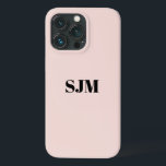 Minimalistisk Anpassningsbar monogram namn  rosa c<br><div class="desc">Minimalistisk Anpassningsbar monogram namn  rosa chic iPhone 11 Fodral svart text,   rosa bakgrund</div>