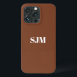 Minimalistisk Anpassningsbar monogram namn sepia o<br><div class="desc">Minimalistisk Anpassningsbar,  monogram namn sepia och vit iPhone 11 Fodral</div>