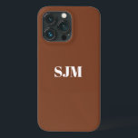 Minimalistisk Anpassningsbar monogram namn sepia o<br><div class="desc">Minimalistisk Anpassningsbar,  monogram namn sepia och vit iPhone 11 Fodral</div>