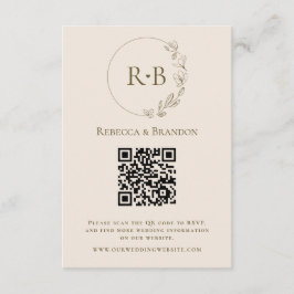 Minimalistisk Anpassningsbar Monogram Neutralt QR- Tilläggskort