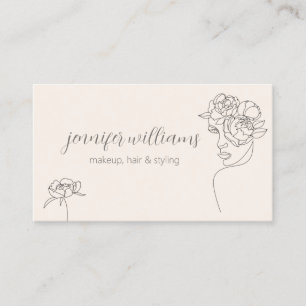 Minimalistisk Ansikte Beauty Logotyp Makeup Artist Visitkort