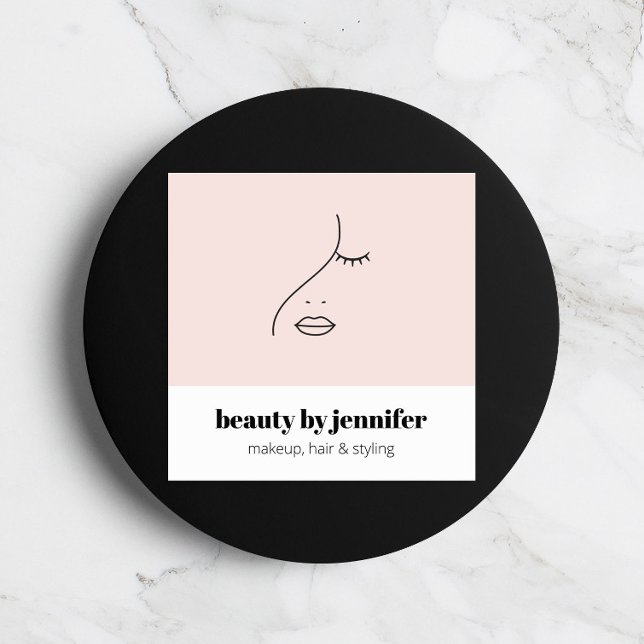 Minimalistisk Ansikte-Logotyp för skönhetsvårdande Fyrkantigt Visitkort (Skapare uppladdad)