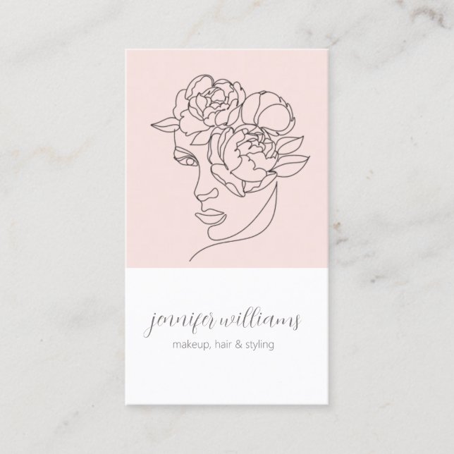 Minimalistisk Ansikte-Logotyp för skönhetsvårdande Visitkort (Framsida)