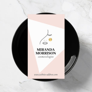Minimalistisk Ansikte-Logotyp-kosmetolog-Rosa Visitkort