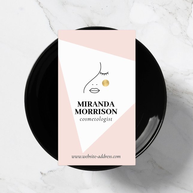 Minimalistisk Ansikte-Logotyp-kosmetolog-Rosa Visitkort (Skapare uppladdad)