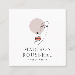 Minimalistisk Ansikte-Logotyp-makeup-artist Fyrkantigt Visitkort