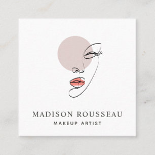 Minimalistisk Ansikte-Logotyp Monogrammed Makeup-a Fyrkantigt Visitkort