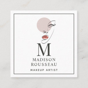 Minimalistisk Ansikte Logotyp Monogrammed Makeup A Fyrkantigt Visitkort