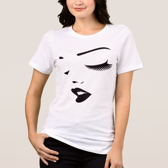 Minimalistisk ansiktslinjekonst Dam T-Shirt (Framsida)
