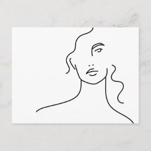 Minimalistisk ansiktslinjeteckning vykort