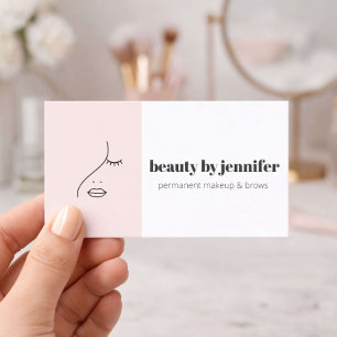 Minimalistisk ansiktslogotyp Permanent Makeup Arti Visitkort