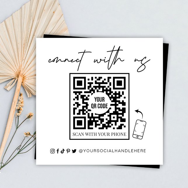 Minimalistisk anslutning med amerikansk QR-kodskan Fyrkantigt Visitkort (Skapare uppladdad)