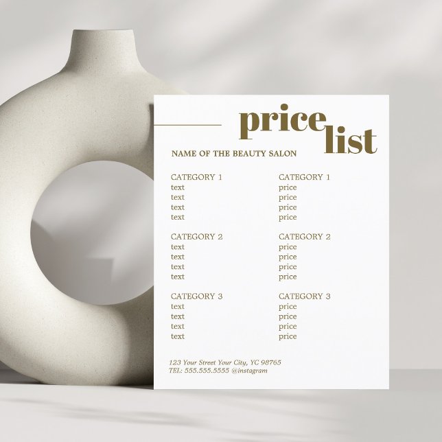 Minimalistisk Antik Guld Vit Djärv Skönhetssalong  Flygblad (Skapare uppladdad)