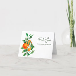 Minimalistisk apelsin frukt botanisk bröllopsdusch tack kort