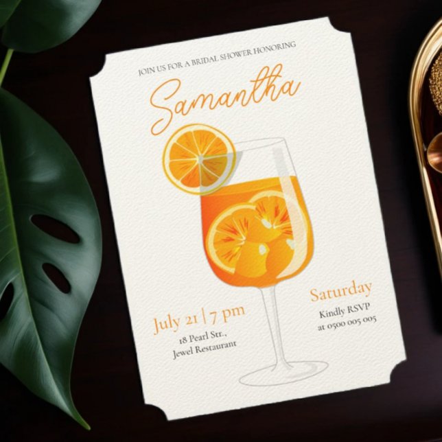 Minimalistisk Aperol Spritz-Möhippa Inbjudningar (Skapare uppladdad)