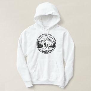 Minimalistisk arbetskraft på sceniskt bergsspår hoodie