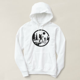 Minimalistisk arbetskraft som använder scenietrail hoodie