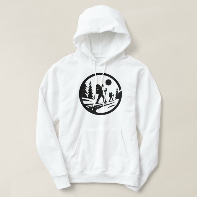 Minimalistisk arbetskraft som använder scenietrail hoodie (Design framsida)