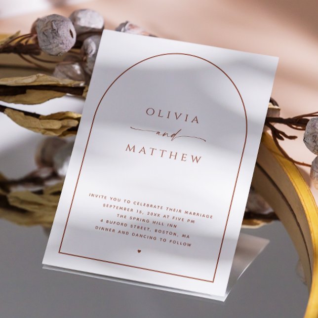 Minimalistisk Arch Bröllop. Modern fotokod och QR- Inbjudningar (Skapare uppladdad)