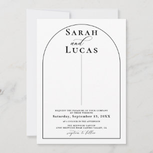 Minimalistisk Arch Typography Calligraphy Bröllop Inbjudningar