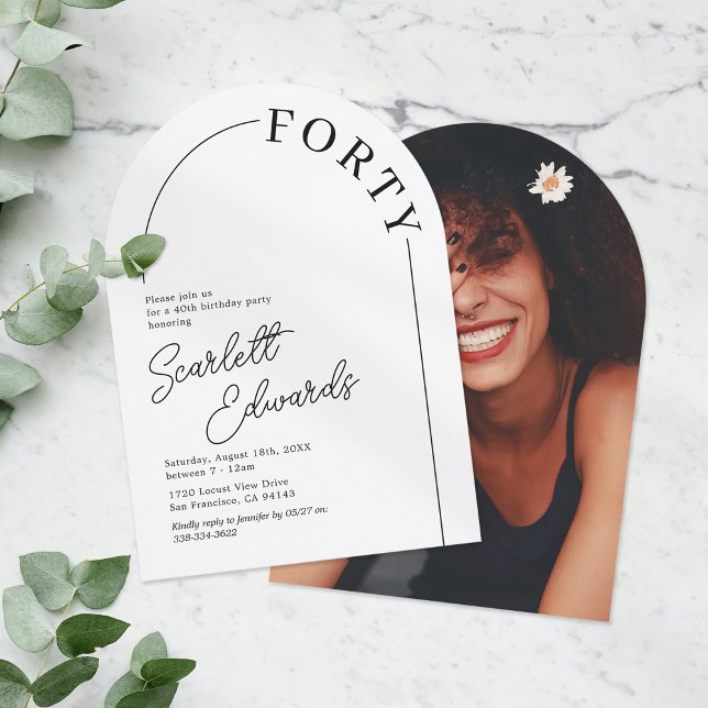 Minimalistisk Arch-Vuxen 40:e födelsedagen Inbjudningar (Skapare uppladdad)