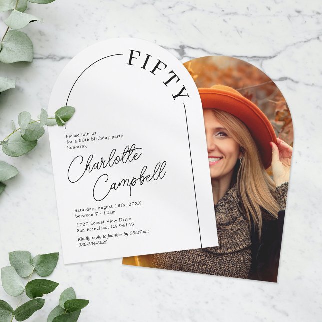 Minimalistisk Arch-Vuxen 50:e födelsedagen Inbjudningar (Skapare uppladdad)