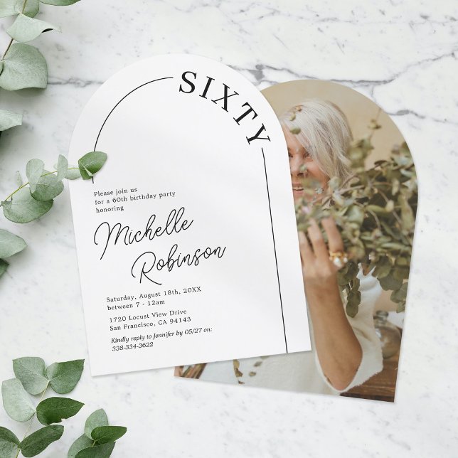Minimalistisk Arch-Vuxen 60:e födelsedagen Inbjudningar (Skapare uppladdad)