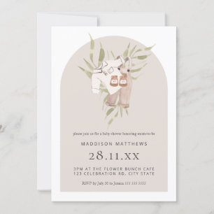 Minimalistisk Arch Watercolor Boy Boho Baby Shower Inbjudningar