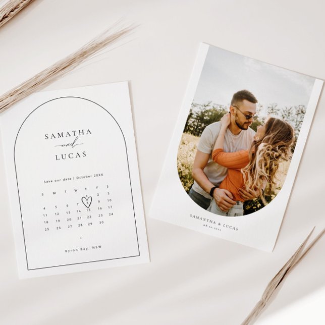 Minimalistisk ark foto kalender Spara datum Inbjudningar (Skapare uppladdad)