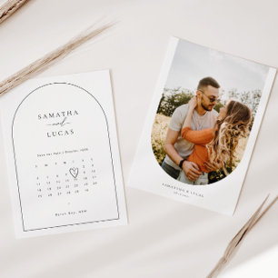 Minimalistisk ark foto kalender Spara datum Inbjudningar
