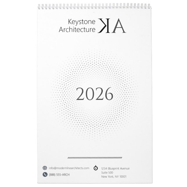 Minimalistisk arkitekt Modern B&W 2026 Kalender (Omslag)