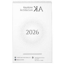 Minimalistisk arkitekt Modern B&W 2026 Kalender