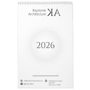 Minimalistisk arkitekt Modern B&W 2026 Kalender