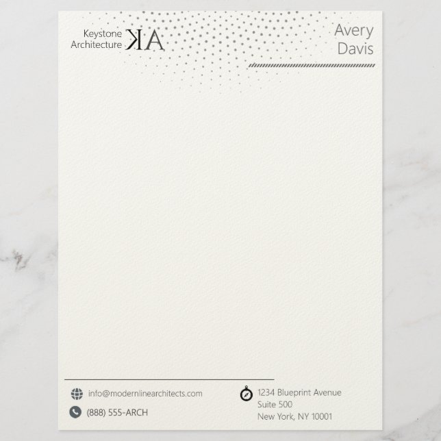 Minimalistisk arkitektfirma | Modern svart & vit Brevhuvud (Framsida)