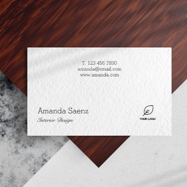 Minimalistisk arkitektur - lägg till din Logotyp - Visitkort (Architect Minimalist Add Your Logo White Modern Business Card)