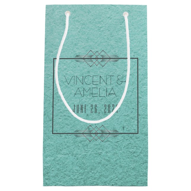 Minimalistisk Art Deco Blå Bröllopsdekor (Framsidan)