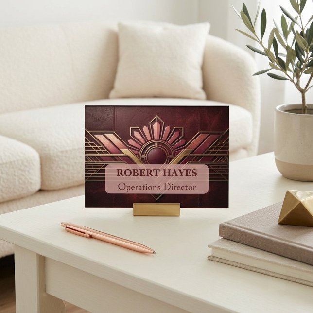 Minimalistisk Art Deco Burgunder Modern Typografi  Visitkort (Minimalist Art Deco Burgundy Modern Typography Business Card)