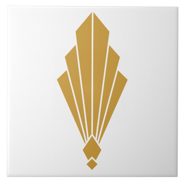 Minimalistisk Art Deco-fläktkrone i guld Kakelplatta (Framsidan)